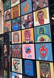 Wall poster display. Mexican restaurant, Lisbon