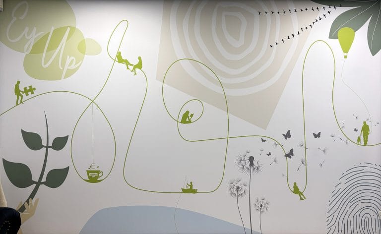 Main reception Wall Mural at Sheffield Mutual HQ